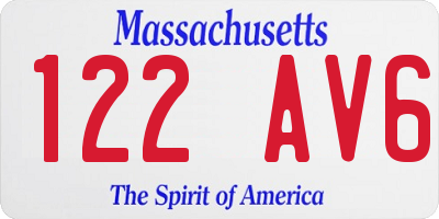 MA license plate 122AV6