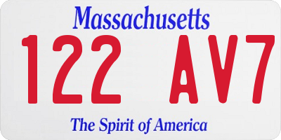 MA license plate 122AV7
