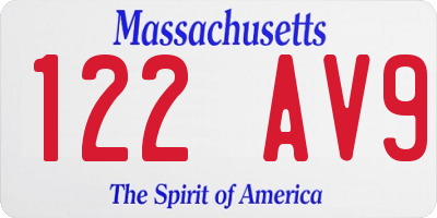 MA license plate 122AV9