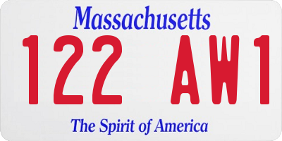 MA license plate 122AW1