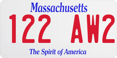 MA license plate 122AW2