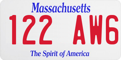 MA license plate 122AW6