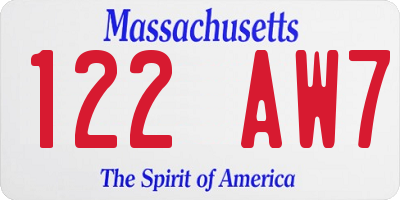 MA license plate 122AW7