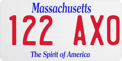 MA license plate 122AX0