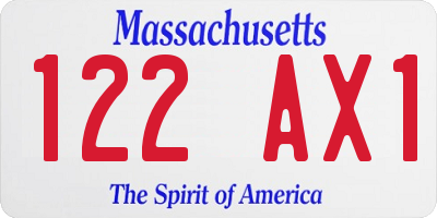 MA license plate 122AX1