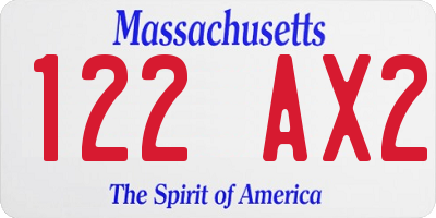 MA license plate 122AX2