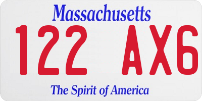 MA license plate 122AX6