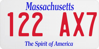 MA license plate 122AX7