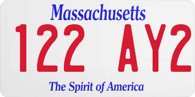 MA license plate 122AY2