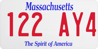 MA license plate 122AY4