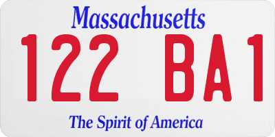 MA license plate 122BA1