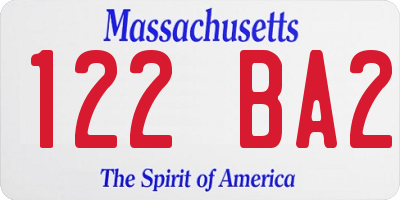 MA license plate 122BA2