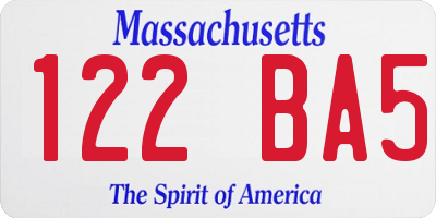 MA license plate 122BA5