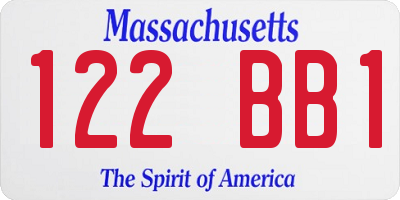 MA license plate 122BB1