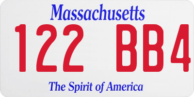 MA license plate 122BB4