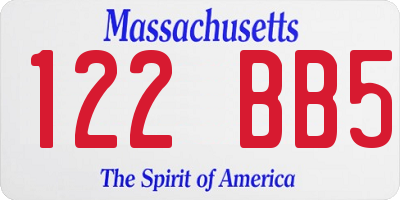 MA license plate 122BB5