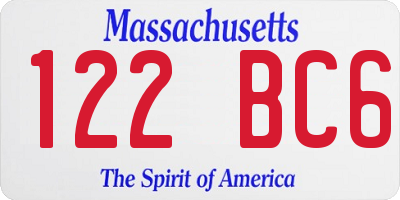 MA license plate 122BC6