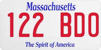 MA license plate 122BD0