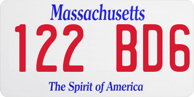 MA license plate 122BD6