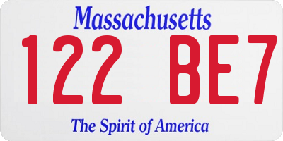 MA license plate 122BE7
