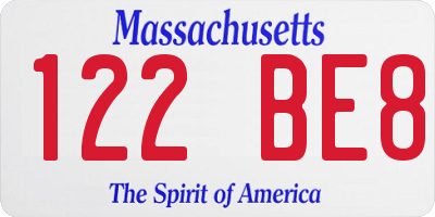 MA license plate 122BE8