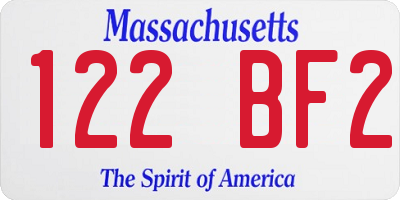 MA license plate 122BF2