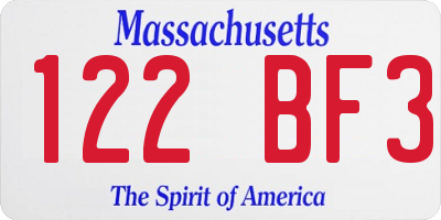 MA license plate 122BF3