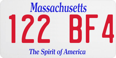 MA license plate 122BF4