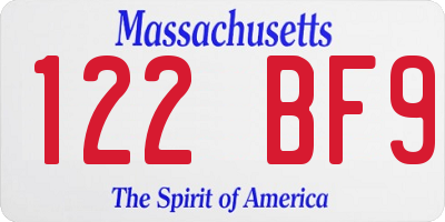 MA license plate 122BF9