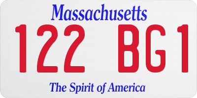 MA license plate 122BG1