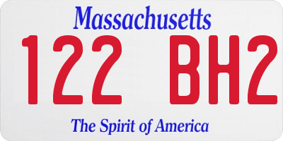 MA license plate 122BH2