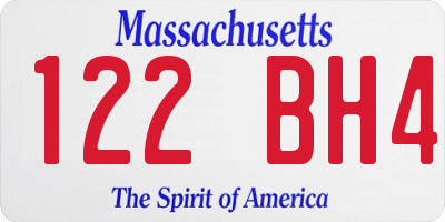 MA license plate 122BH4