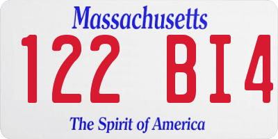 MA license plate 122BI4