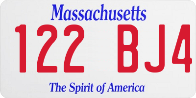 MA license plate 122BJ4