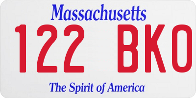 MA license plate 122BK0