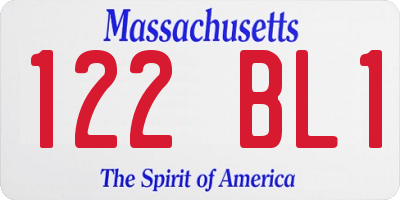 MA license plate 122BL1