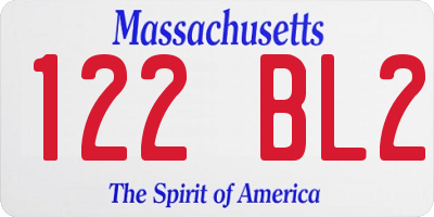 MA license plate 122BL2