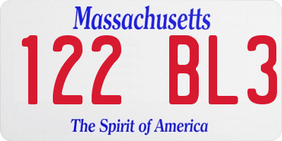 MA license plate 122BL3
