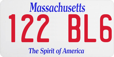 MA license plate 122BL6