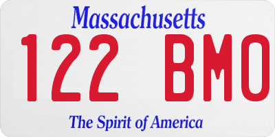 MA license plate 122BM0