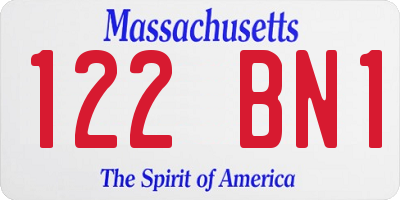 MA license plate 122BN1