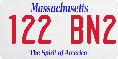 MA license plate 122BN2