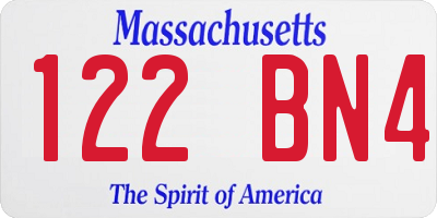 MA license plate 122BN4