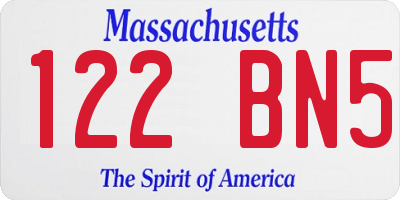 MA license plate 122BN5