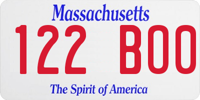 MA license plate 122BO0
