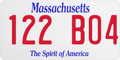 MA license plate 122BO4