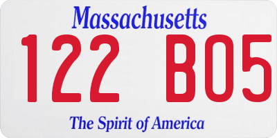MA license plate 122BO5