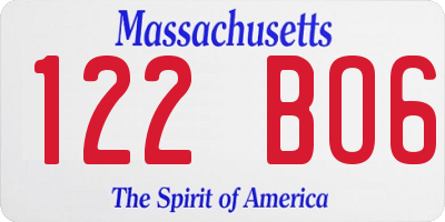 MA license plate 122BO6
