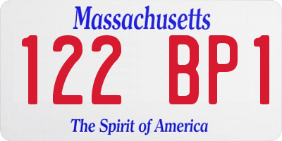 MA license plate 122BP1