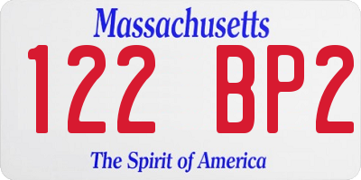 MA license plate 122BP2